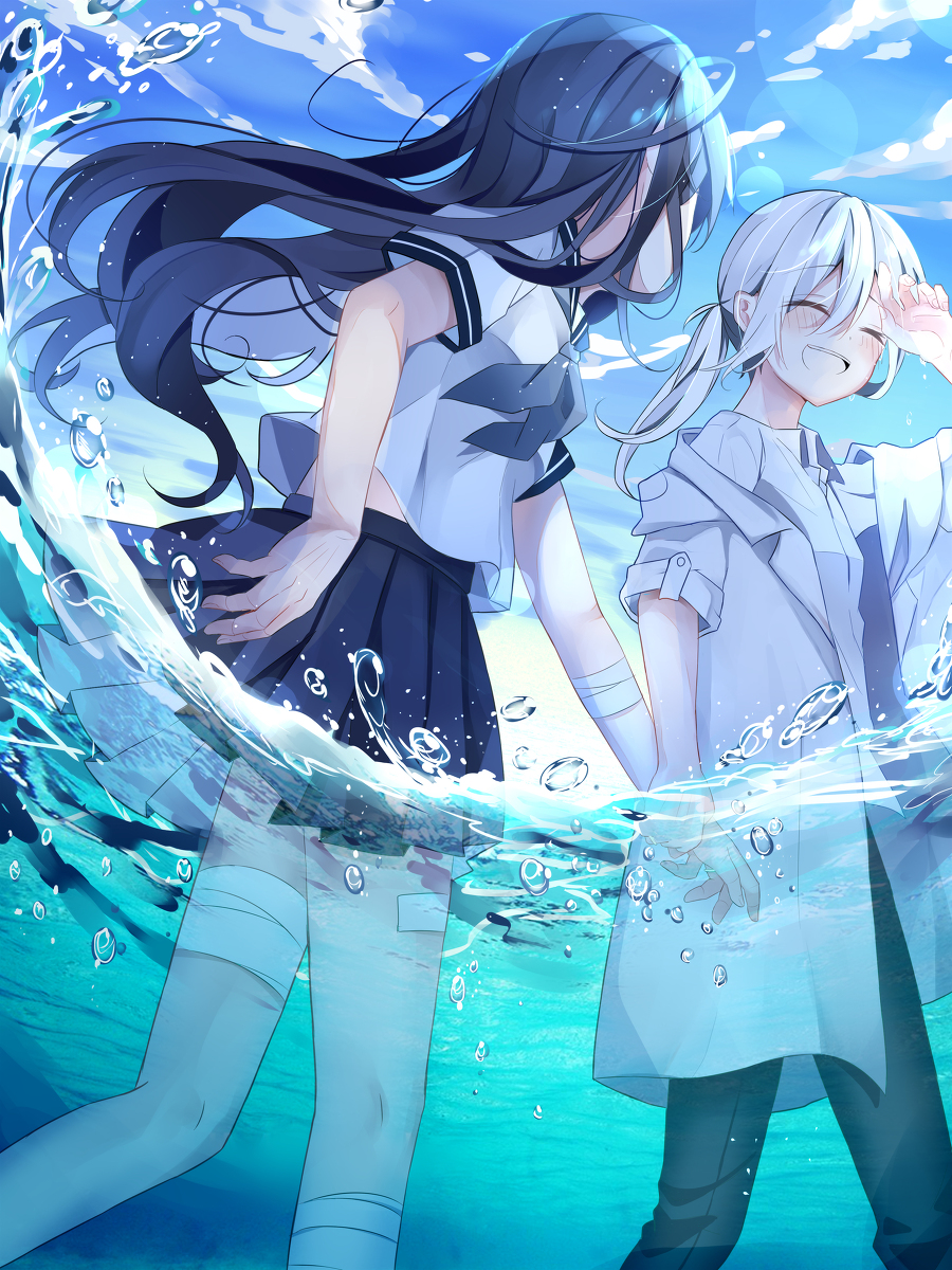This is a pixiv picture whose title is 足を洗う.