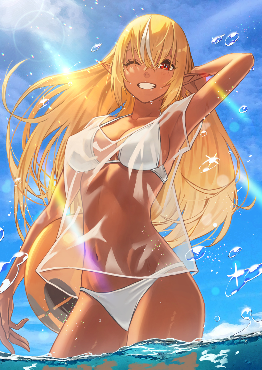 This is a pixiv picture whose title is 水着フレアちゃん！.