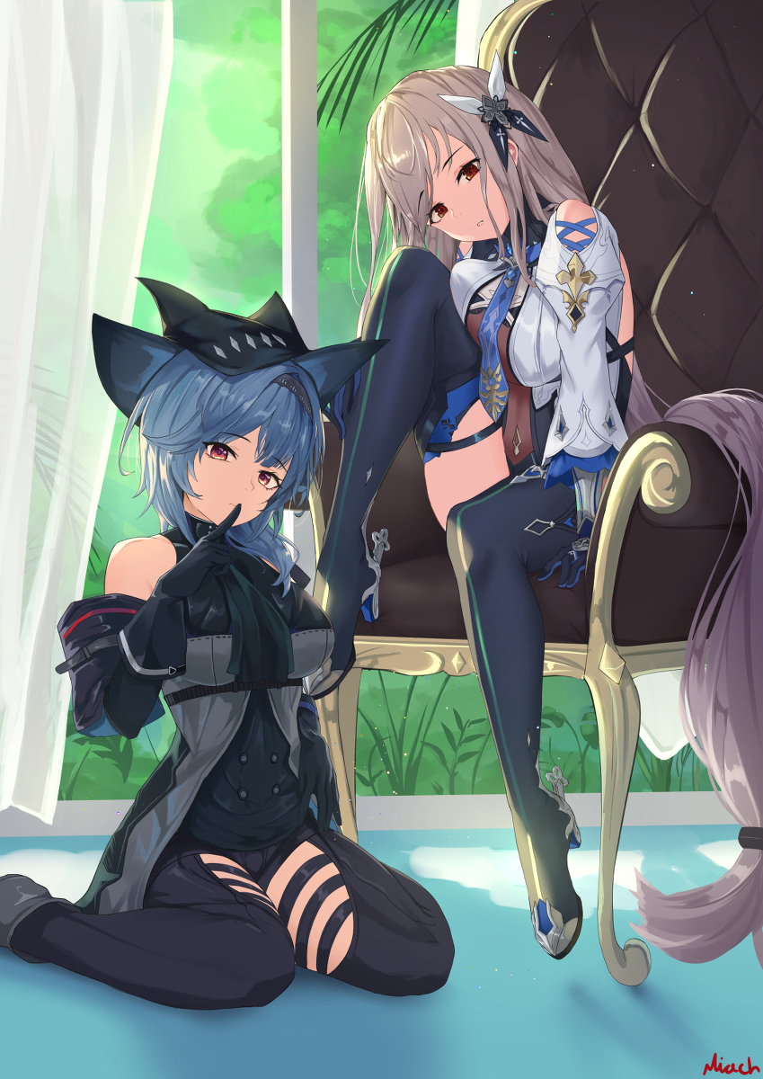 This is a pixiv picture whose title is Skadi x Eula.