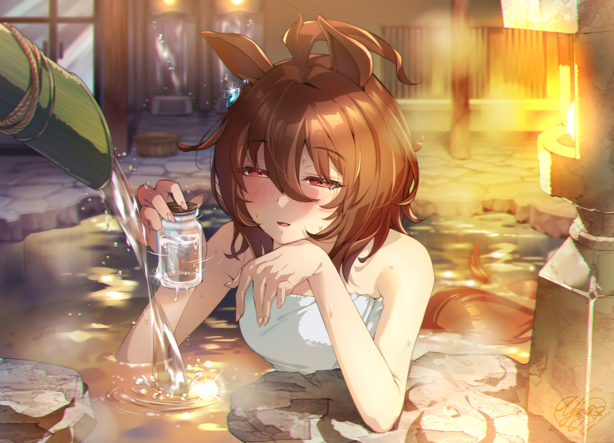 This is a pixiv picture whose title is アグネスタキオンと温泉旅行へ行きました。(文字なし).
