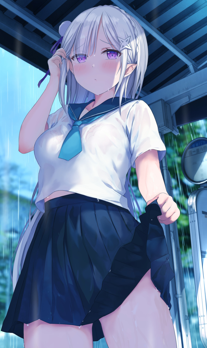 This is a pixiv picture whose title is 突然の雨.