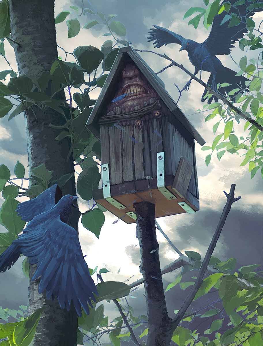 This is a pixiv picture whose title is 巣箱観察.