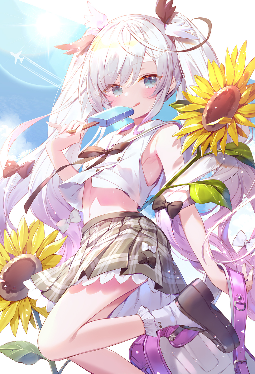 This is a pixiv picture whose title is 真夏のランドセル幼女.