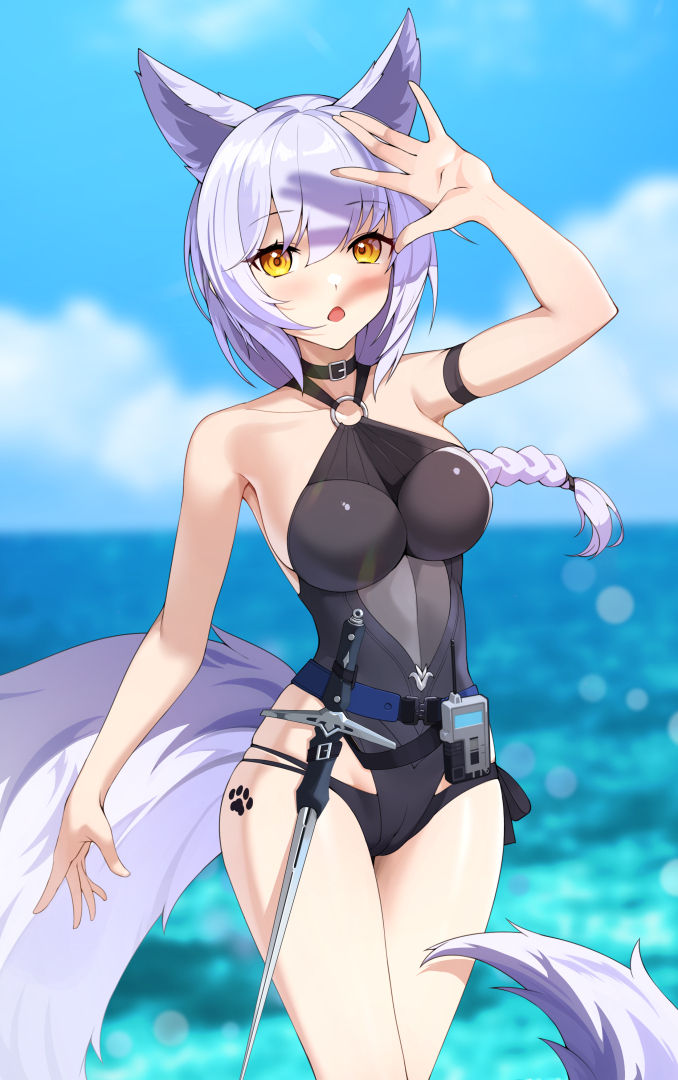 This is a pixiv picture whose title is 🐺🐱.