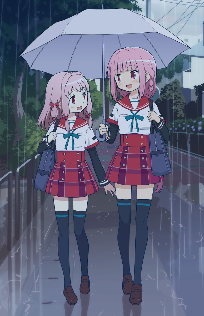 This is a pixiv picture whose title is 雨の日の通学路.