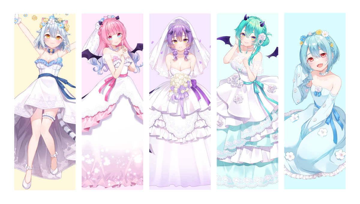 This is a pixiv picture whose title is 5人の花嫁さま.