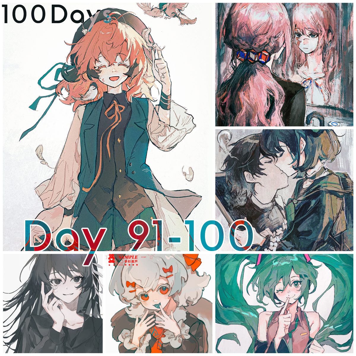 This is a pixiv picture whose title is 100日　Day91-100.