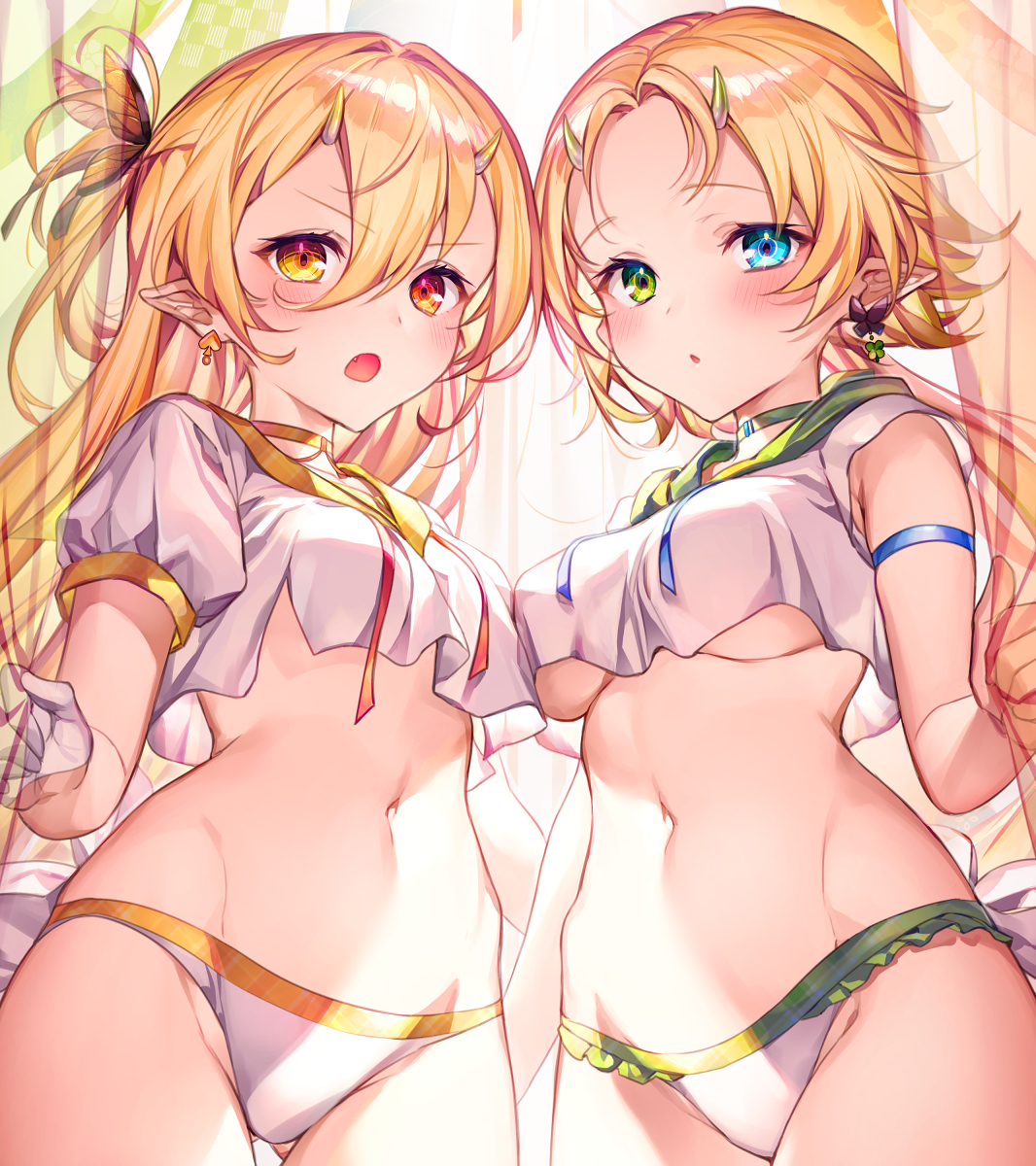 This is a pixiv picture whose title is 小鬼娘×２♤♧.