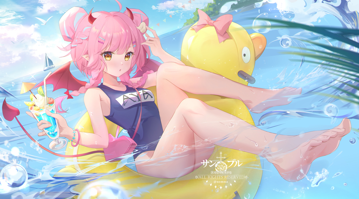 This is a pixiv picture whose title is 夏天的稿子.