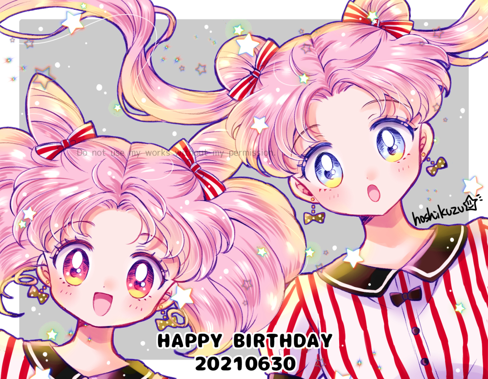 This is a pixiv picture whose title is うさぎ＆ちびうさ誕生日2021.