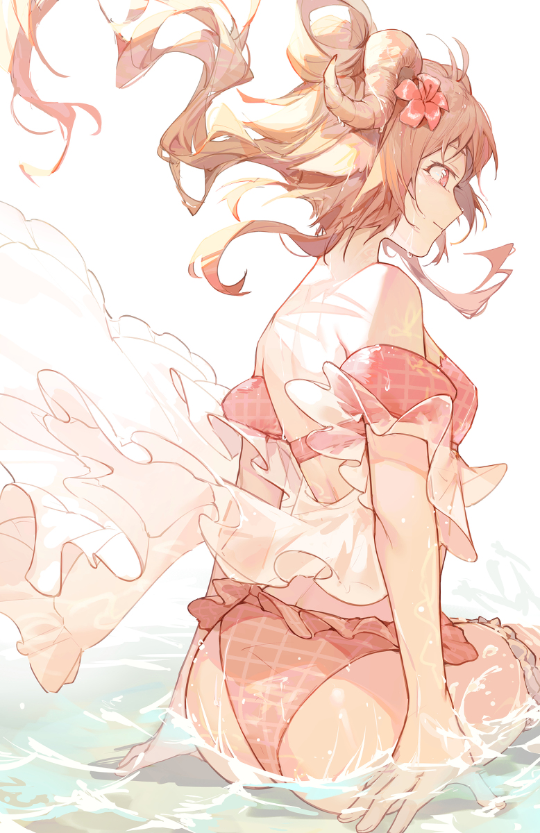 This is a pixiv picture whose title is 水着羊羊.