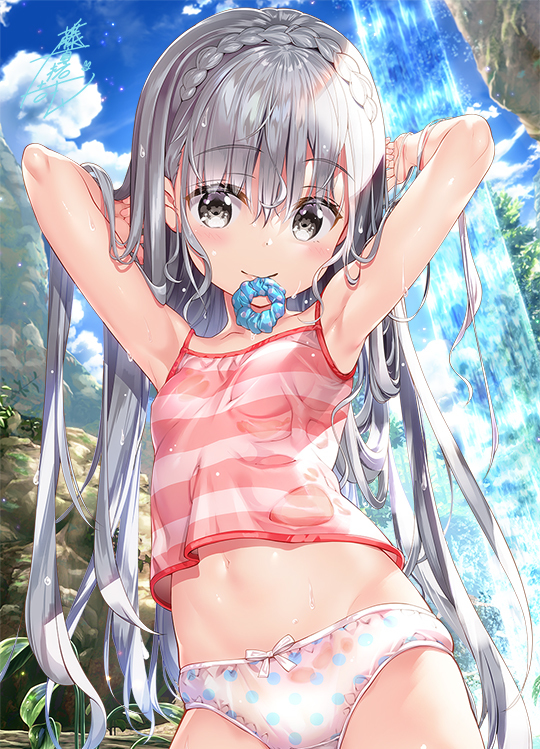This is a pixiv picture whose title is 「ん？ ……どこ見てるの?」.