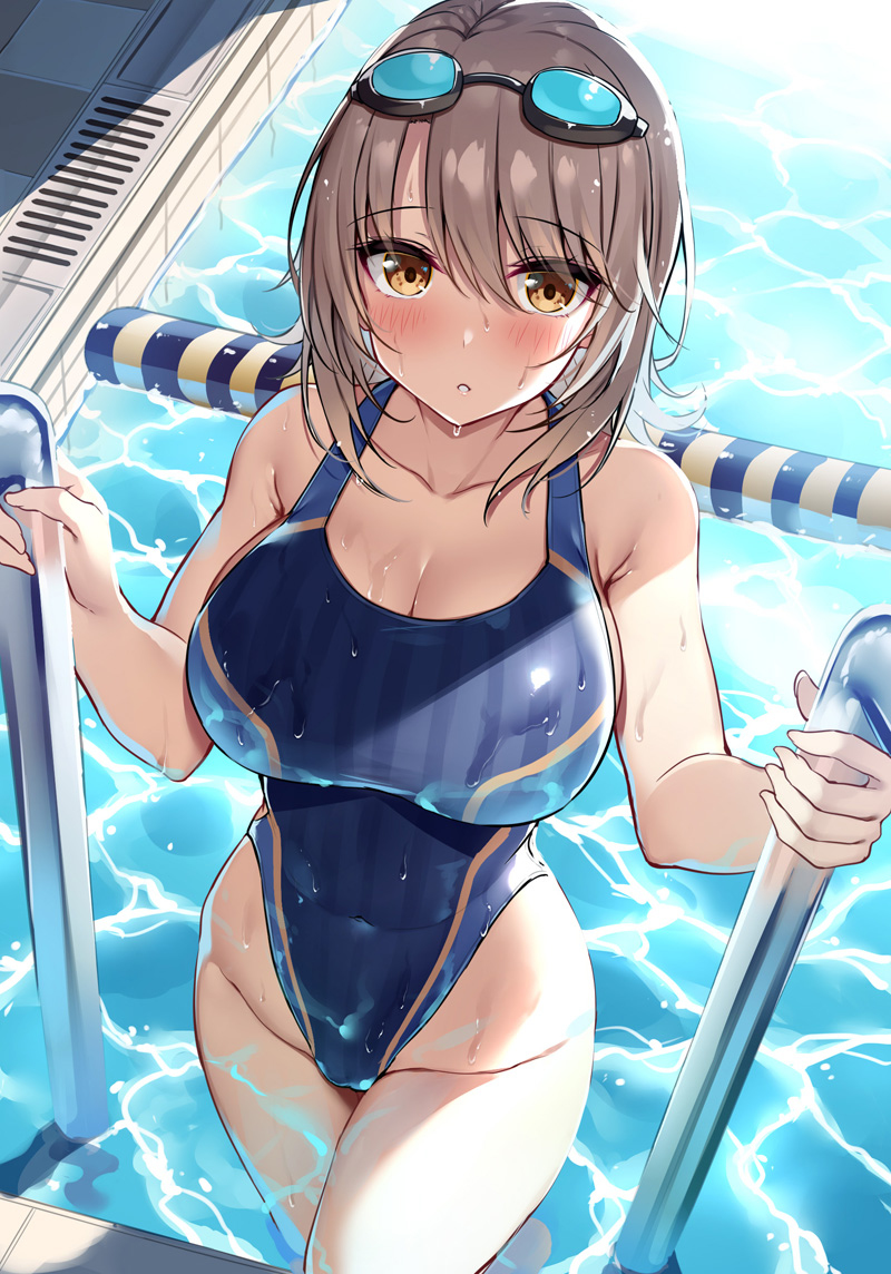 This is a pixiv picture whose title is 一色いろはすin競泳水着.