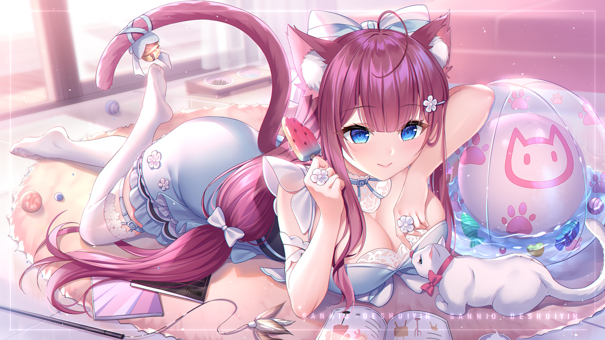 This is a pixiv picture whose title is 红发猫娘.