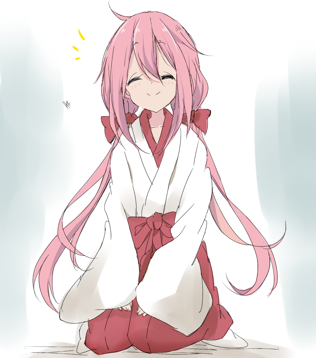 This is a pixiv picture whose title is 巫女しこちゃん.