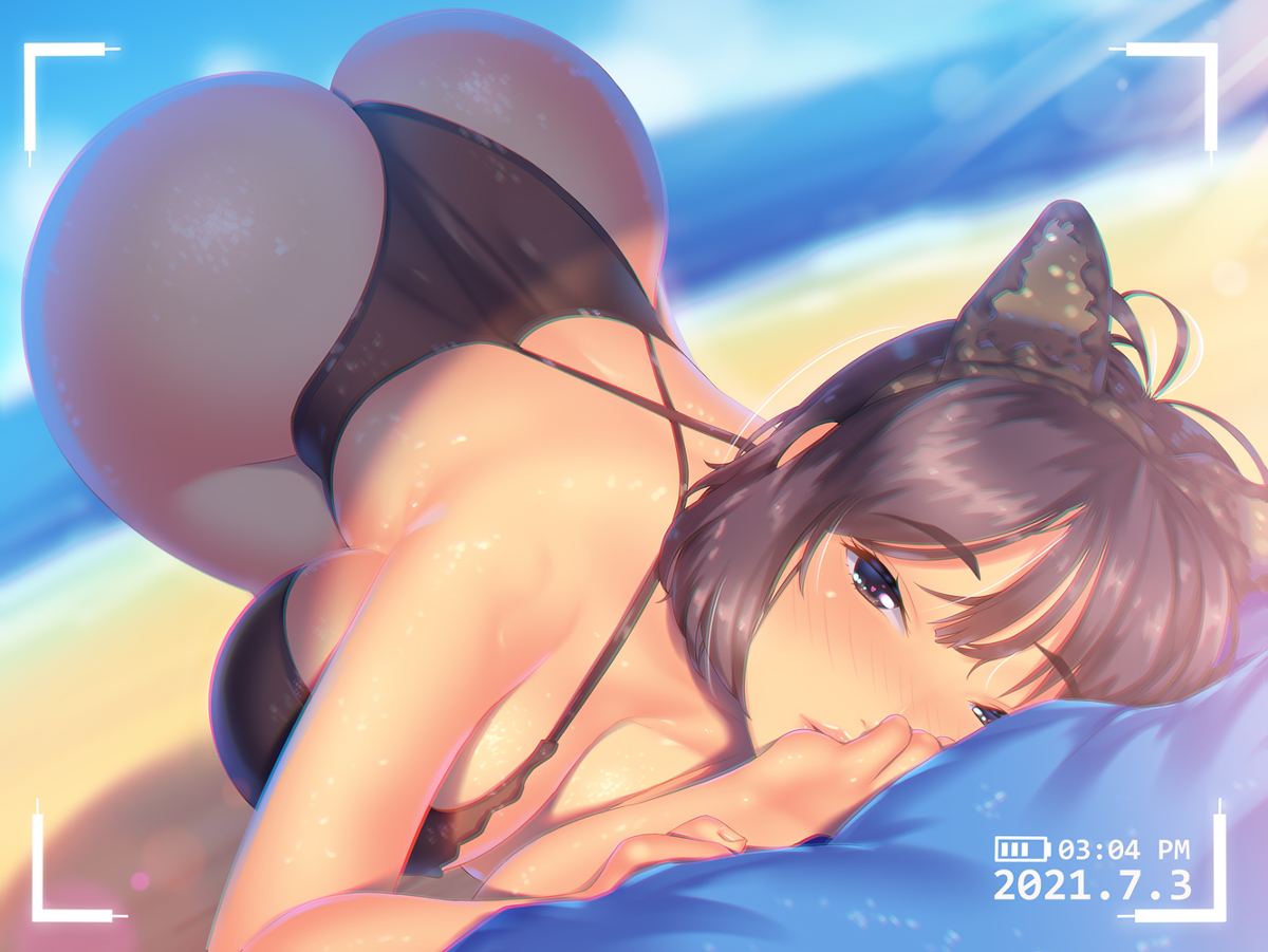 This is a pixiv picture whose title is 夏のビーチ+1.
