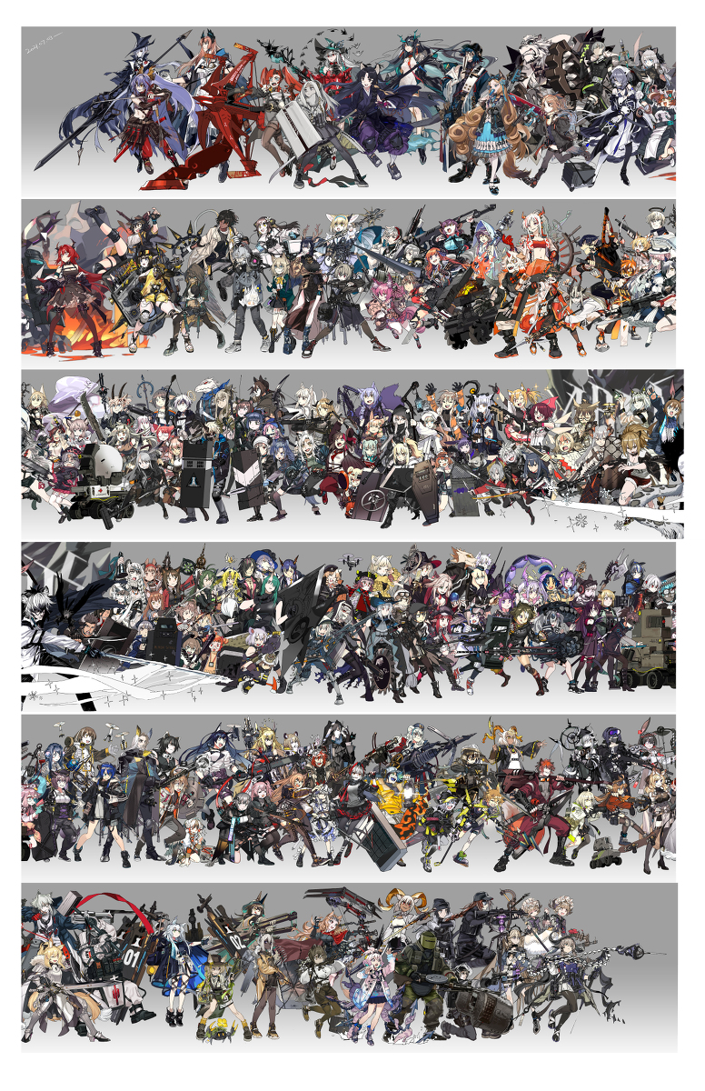 This is a pixiv picture whose title is 明日方舟全干员大长图（没那么长版）.