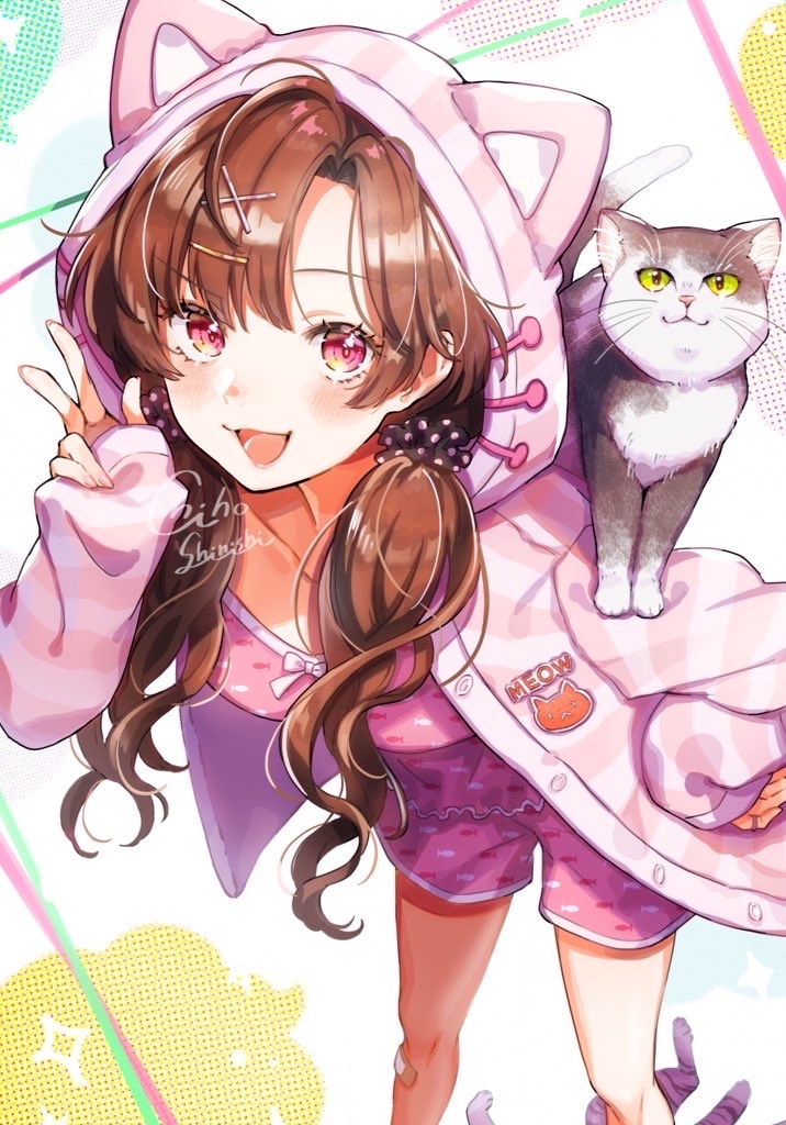 This is a pixiv picture whose title is ねこ耳フードちゃん.