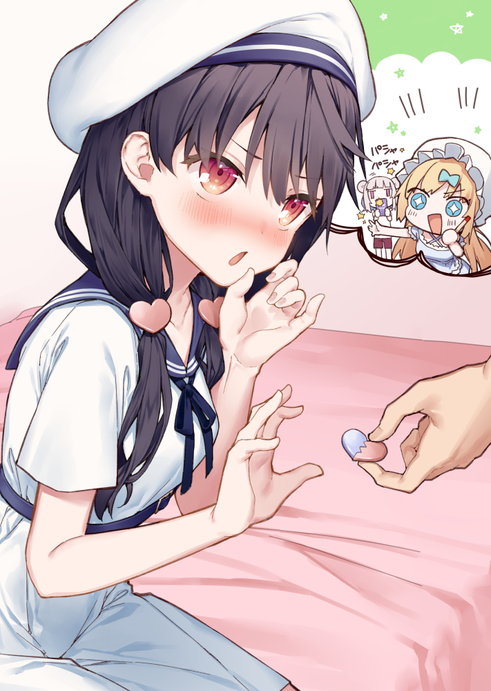 This is a pixiv picture whose title is 「妹に昔の制服を着させる」《王様ゲーム編》.