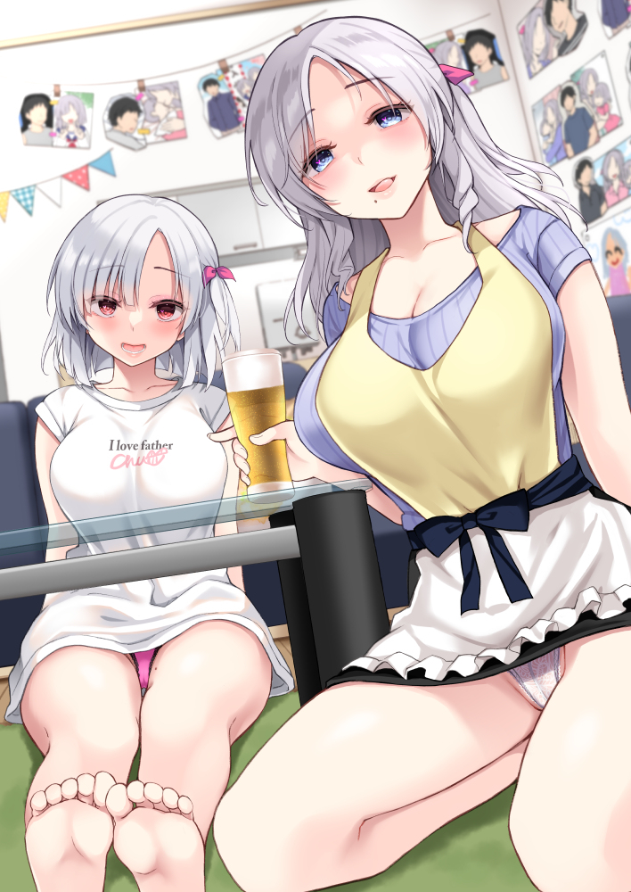 This is a pixiv picture whose title is 俺が知らないうちに妻と娘ができていたらしい….