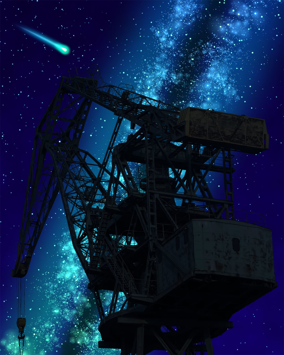 This is a pixiv picture whose title is クレーン越しの天の川.