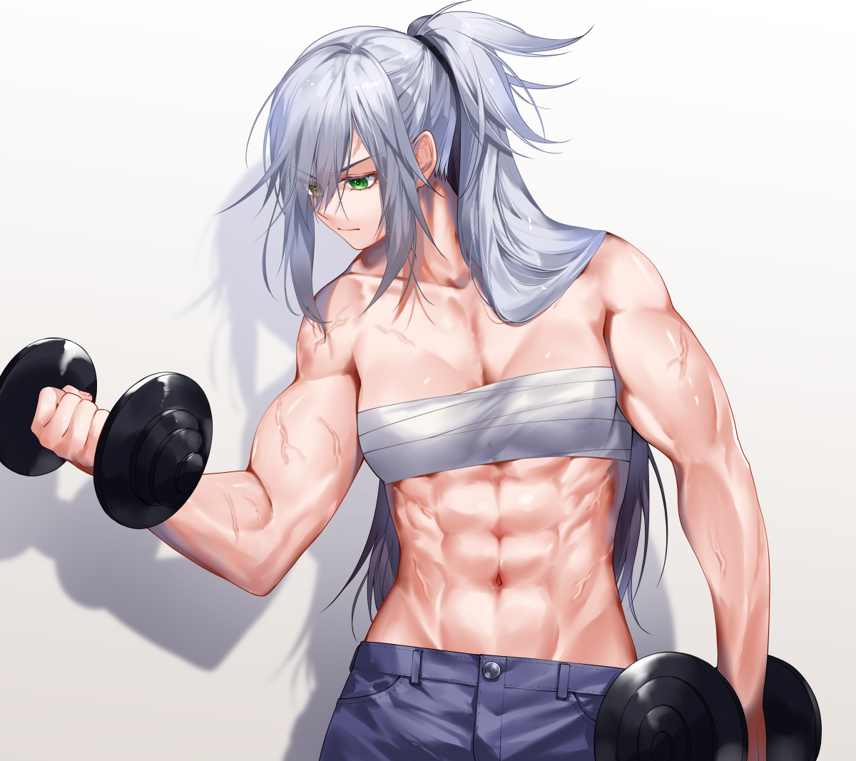 This is a pixiv picture whose title is 筋トレ.