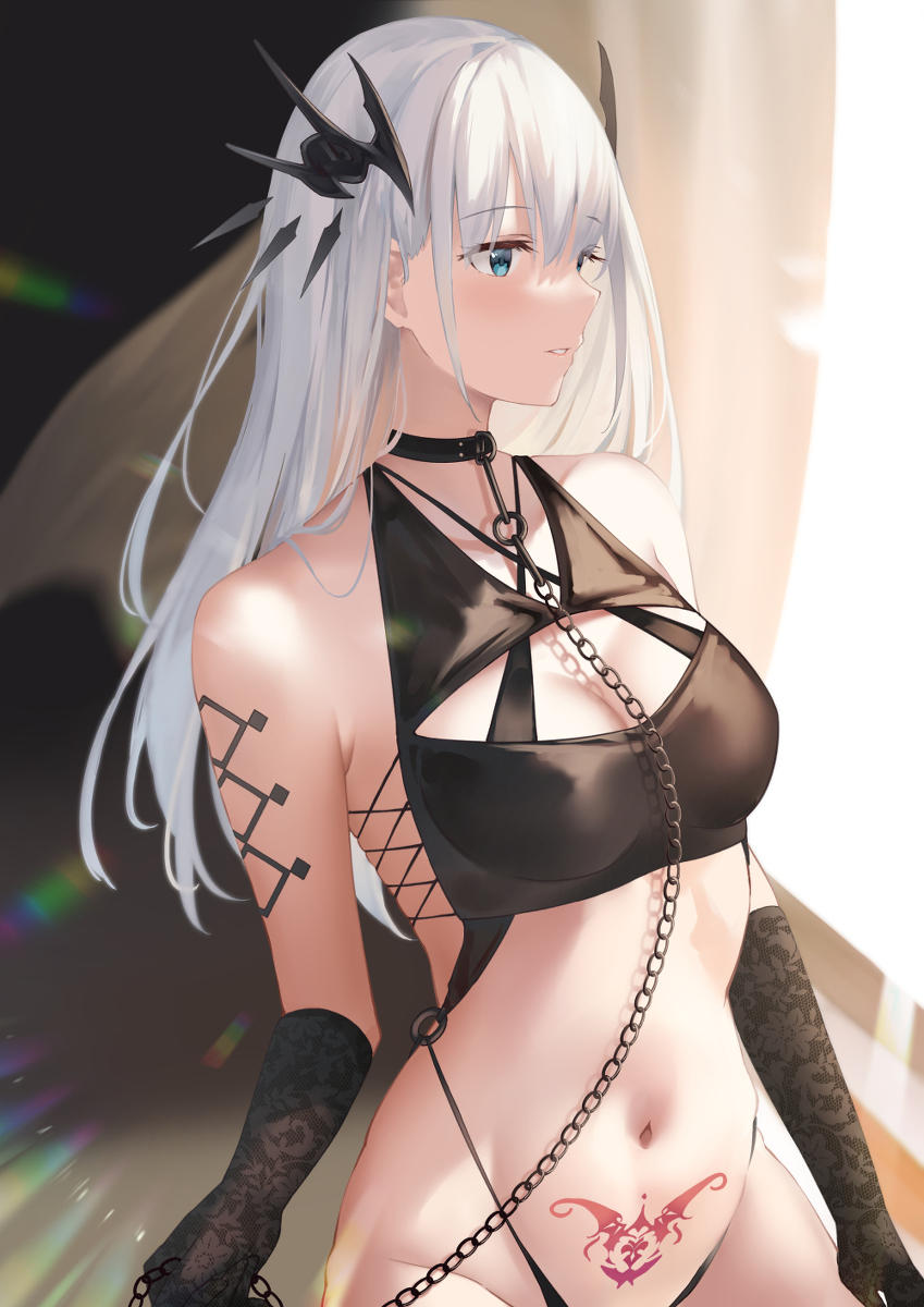 This is a pixiv picture whose title is 主の帰りを待つサキュバス.