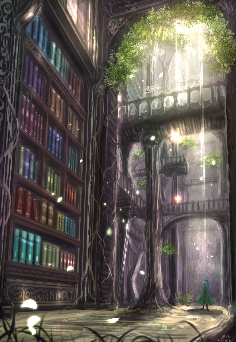 This is a pixiv picture whose title is 忘れられた図書館.