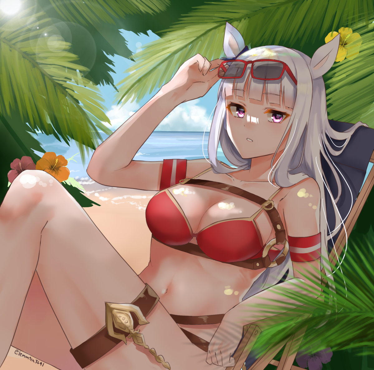 This is a pixiv picture whose title is ナンパハードル高すぎる水着ゴルシ.