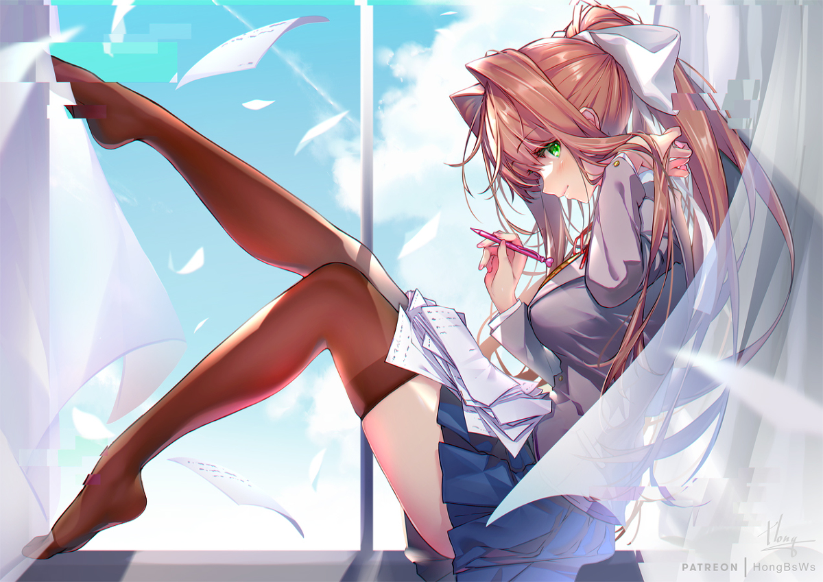 This is a pixiv picture whose title is Just Monika.