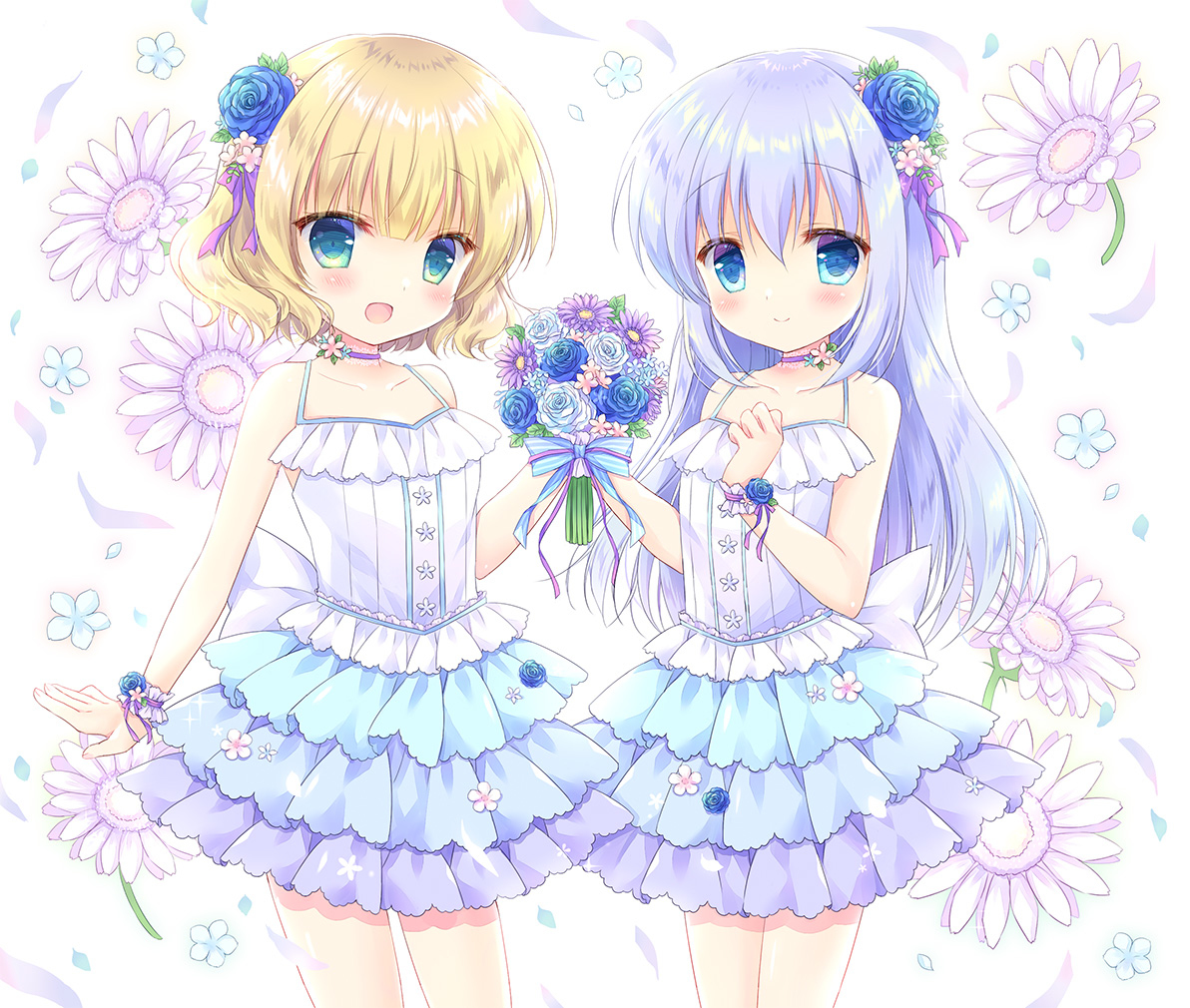 This is a pixiv picture whose title is シャロちゃんとチノちゃん.