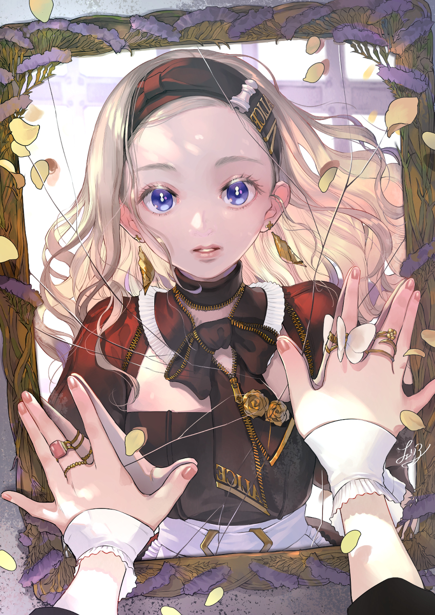 This is a pixiv picture whose title is 鏡の国の誰かさん.