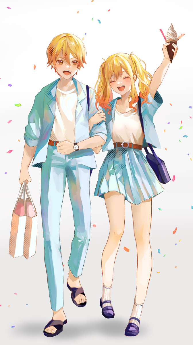 This is a pixiv picture whose title is プロセカきょうだいしまいで夏デート💓.