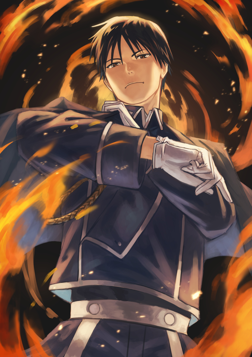 This is a pixiv picture whose title is 焔の錬金術師.