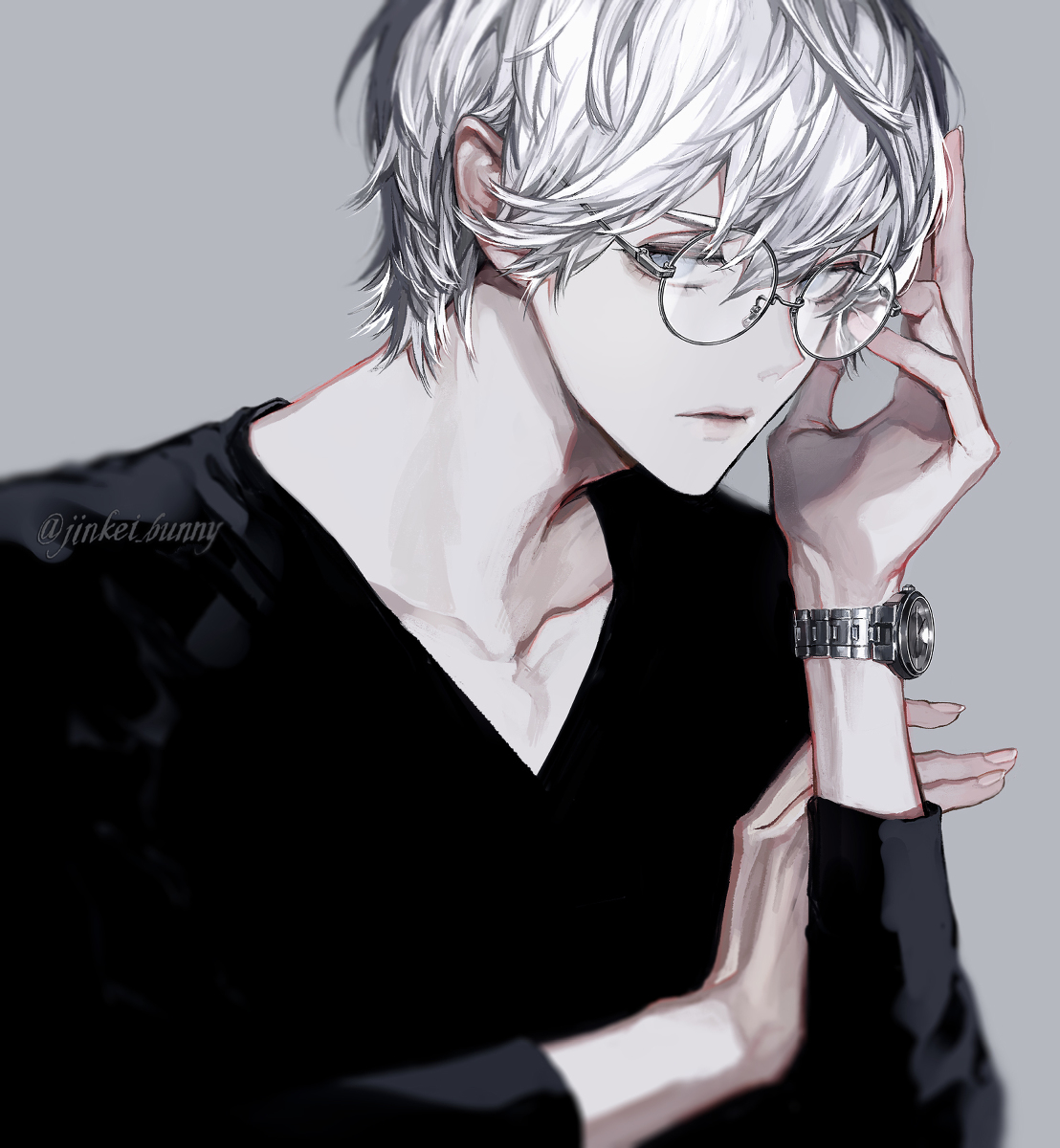 This is a pixiv picture whose title is Round glasses👓.