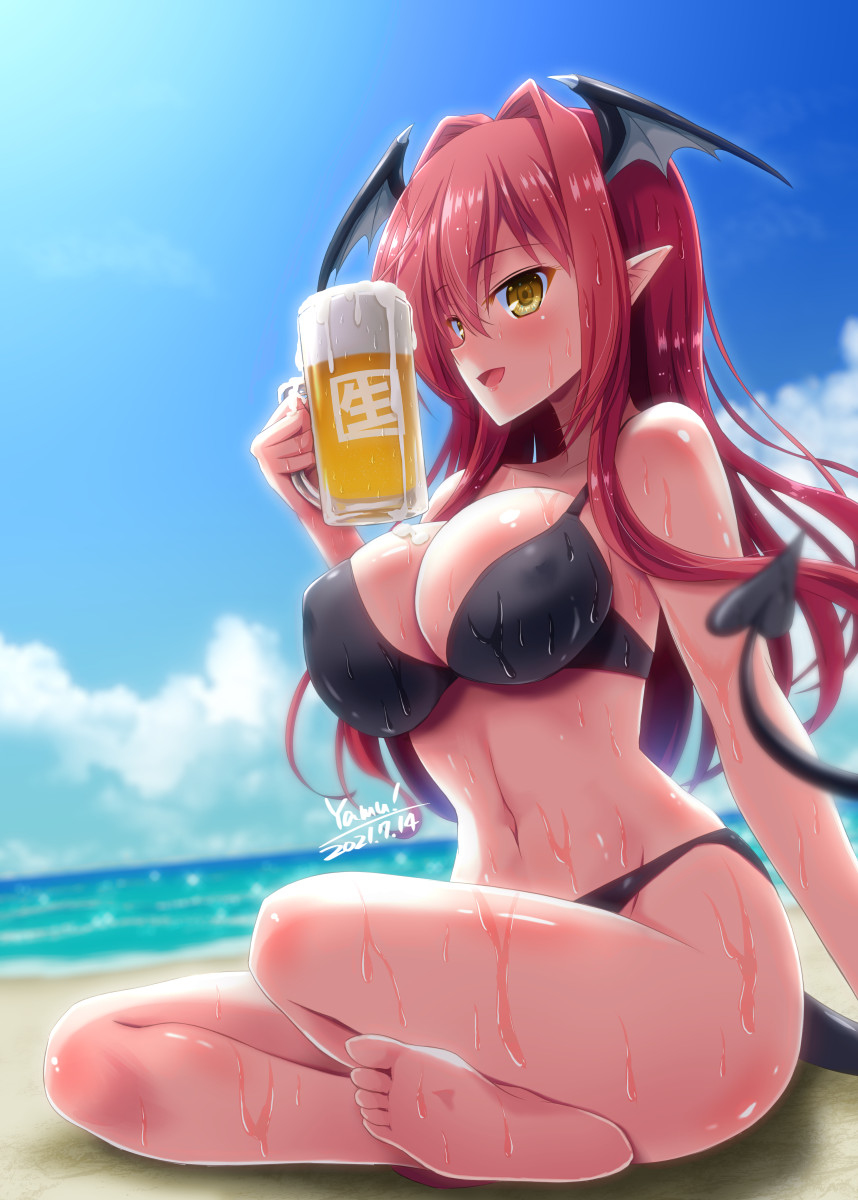 This is a pixiv picture whose title is 小悪魔オン・ザ・ビーチ.
