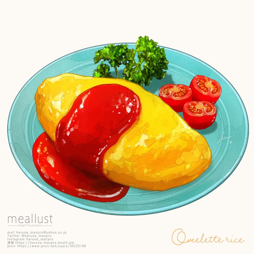 This is a pixiv picture whose title is Omelette rice.