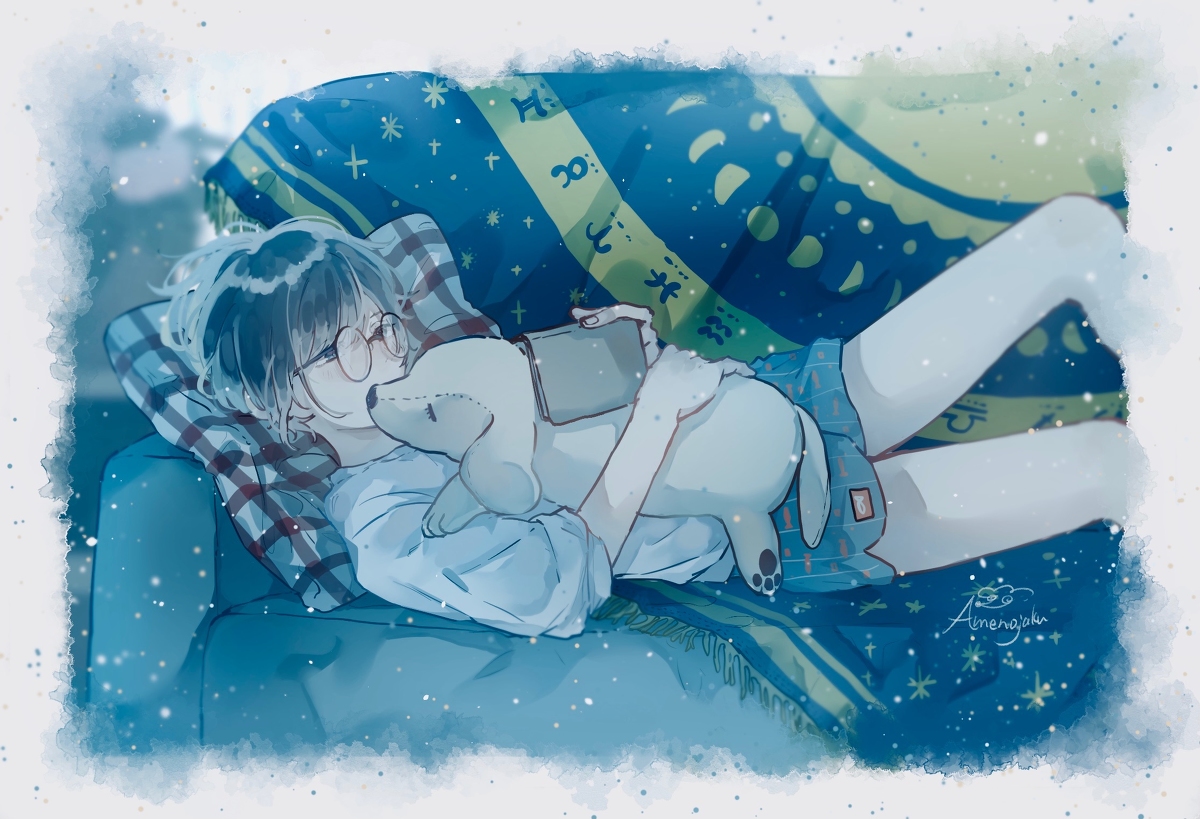 This is a pixiv picture whose title is 微睡み.