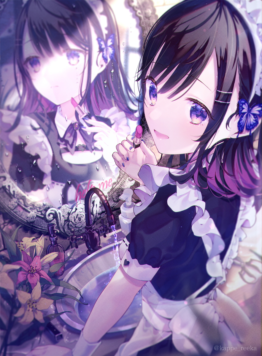 This is a pixiv picture whose title is 虚像の花.