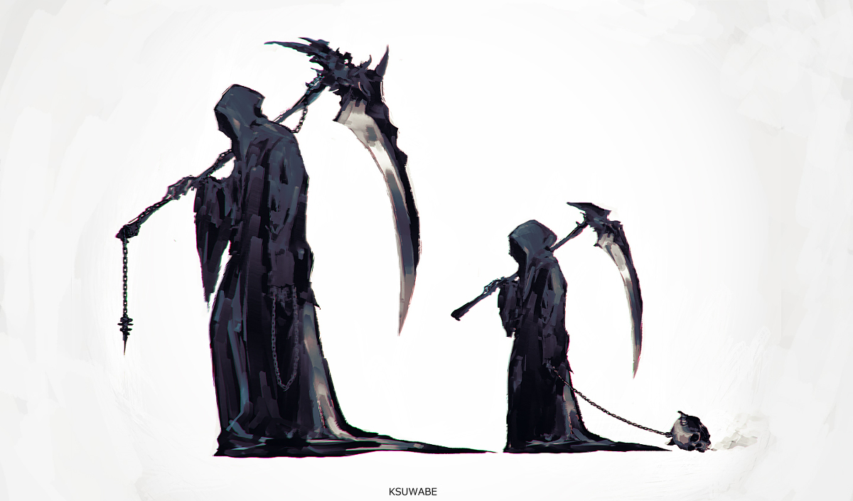 This is a pixiv picture whose title is 死神の親子.