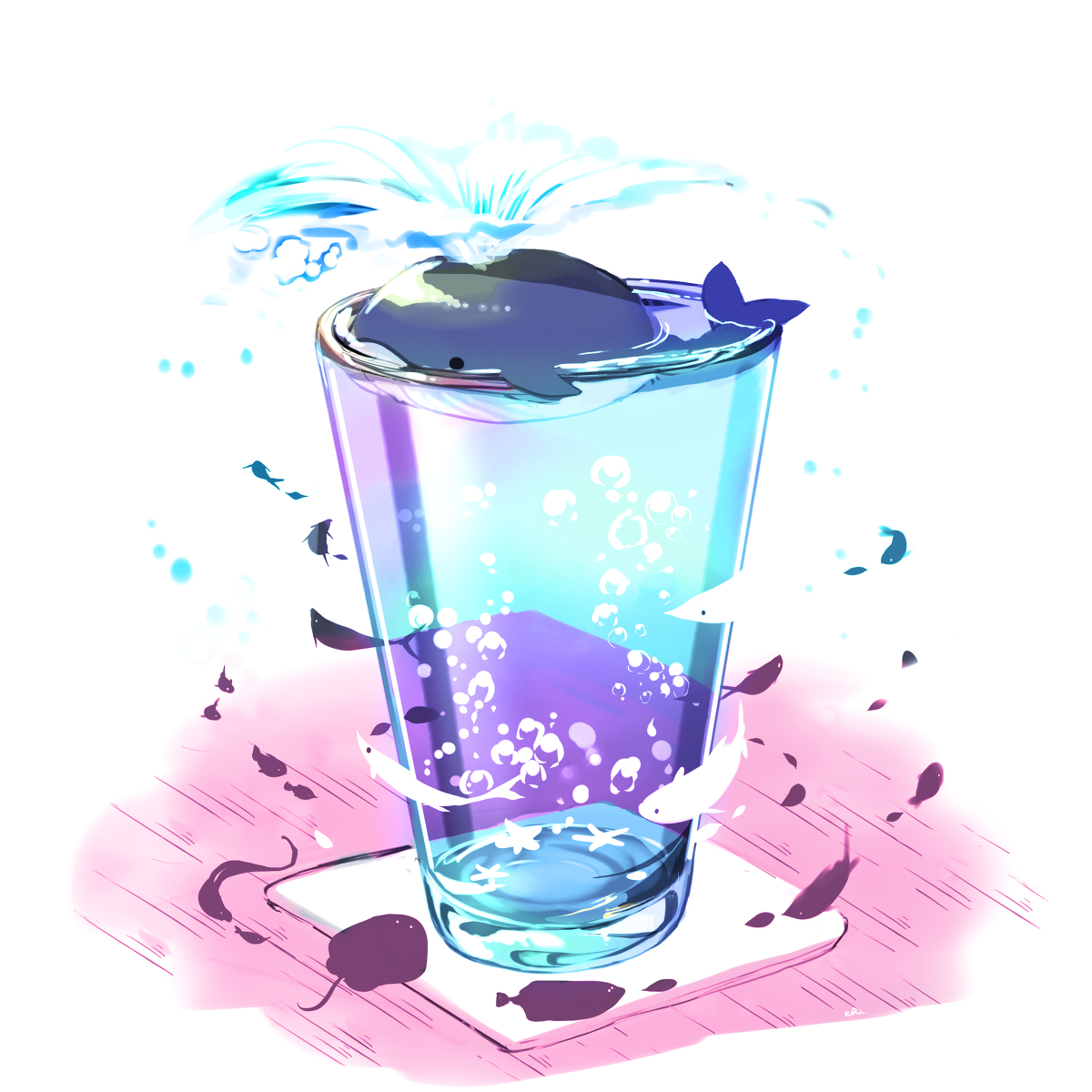 This is a pixiv picture whose title is くじらサイダー.