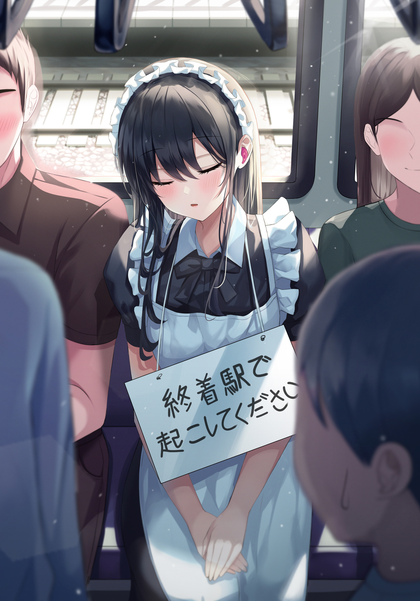 This is a pixiv picture whose title is 終着駅で起こしてください.