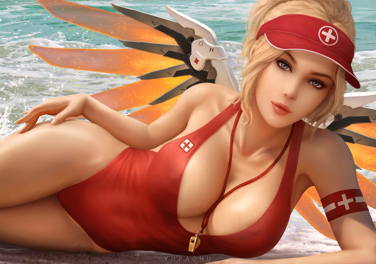 This is a pixiv picture whose title is Mercy (lifeguard).