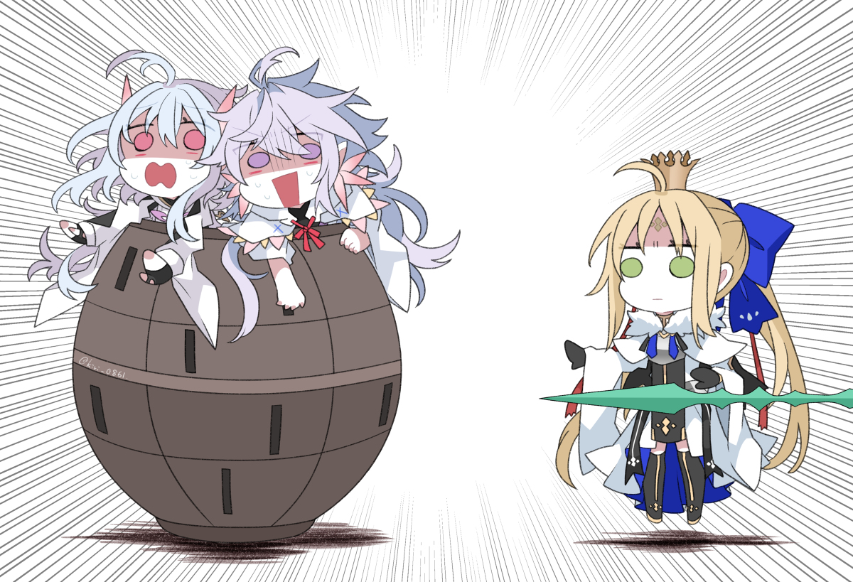 This is a pixiv picture whose title is キャストリアとマーリン危機一髪.