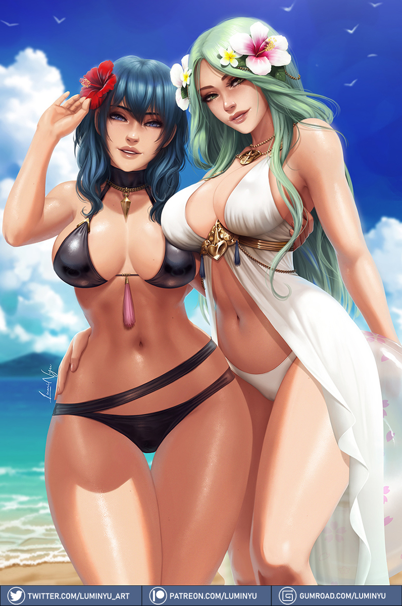 This is a pixiv picture whose title is Summer Rhea & Byleth.