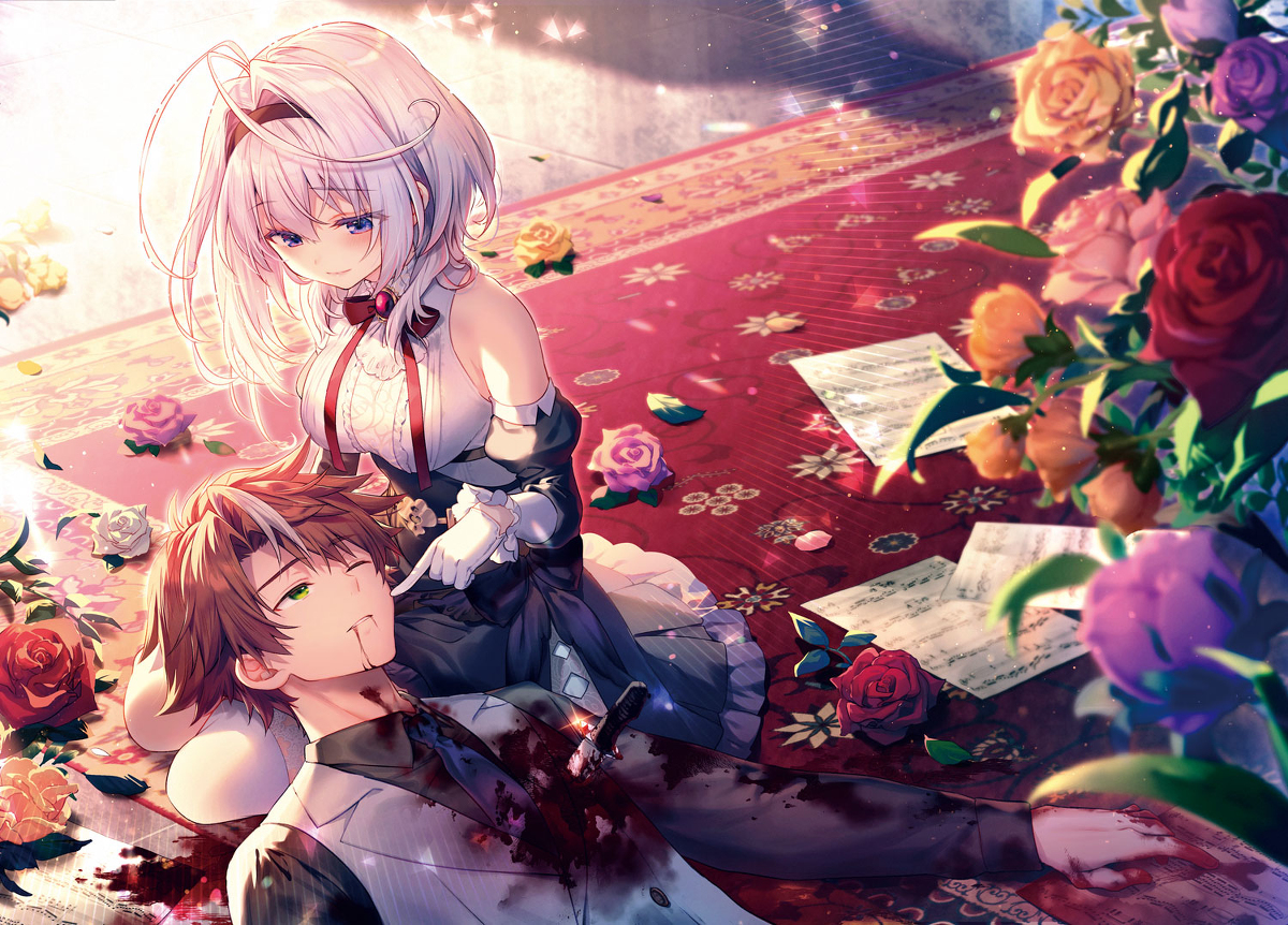 This is a pixiv picture whose title is 「また殺されてしまったのですね、探偵様」.