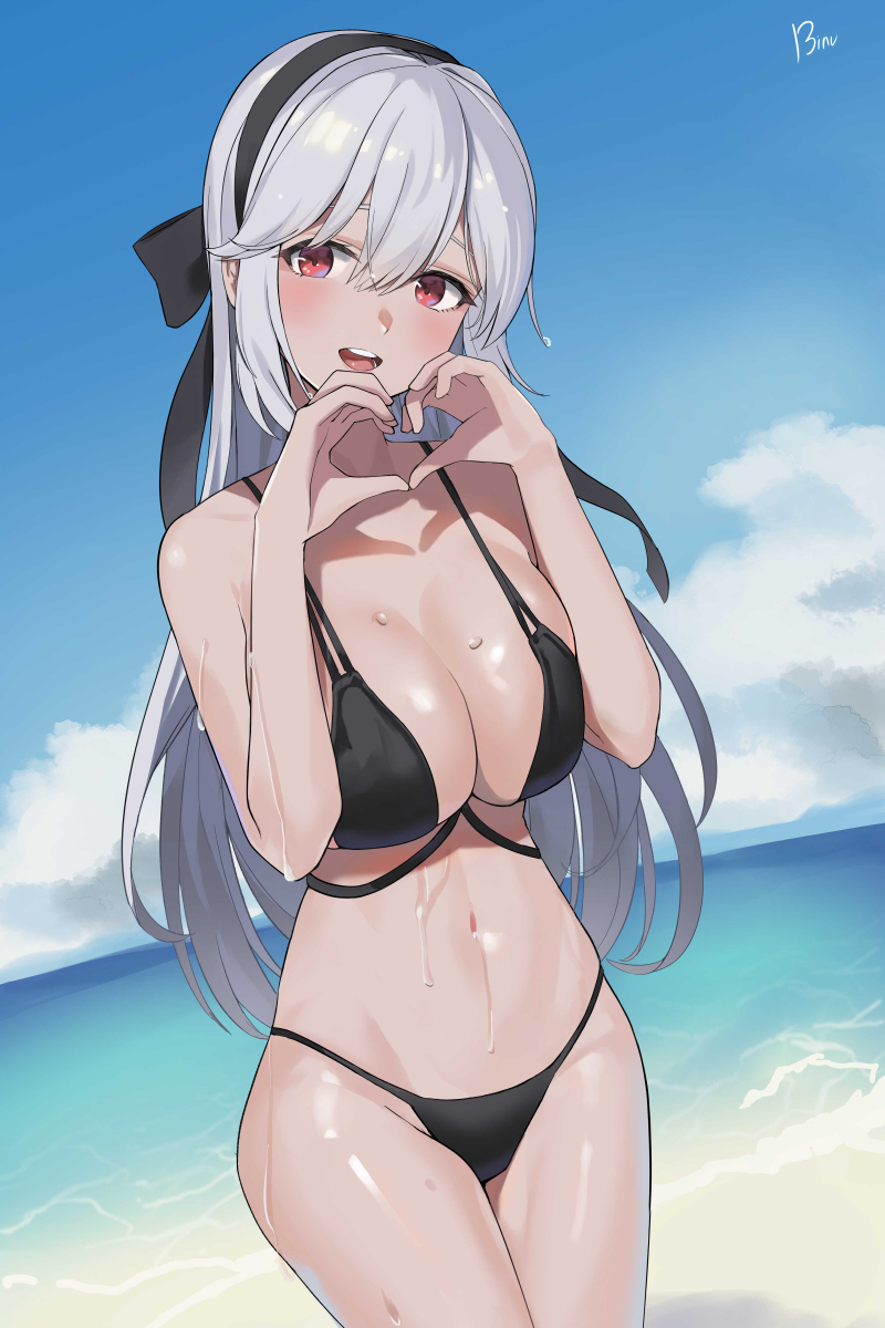 This is a pixiv picture whose title is 海の彼女.
