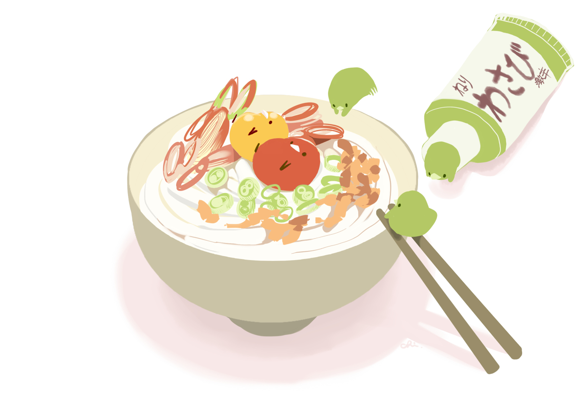 This is a pixiv picture whose title is 梅干しうどん.