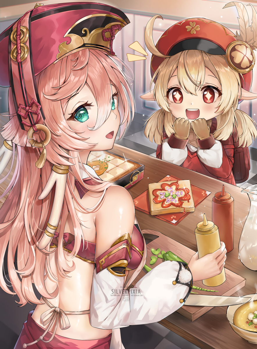 This is a pixiv picture whose title is Cooking time with Klee&Yanfei!.