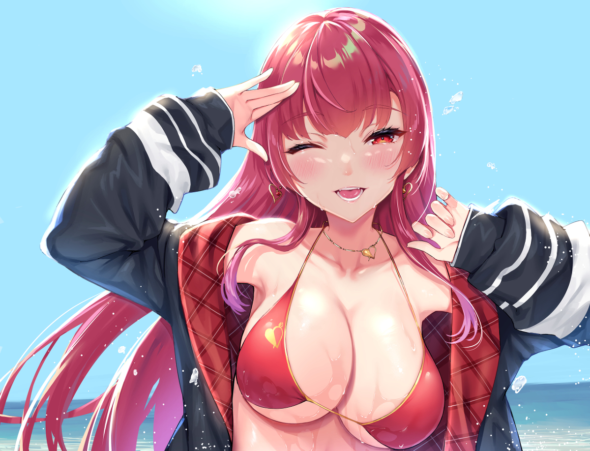 This is a pixiv picture whose title is 水着船長.